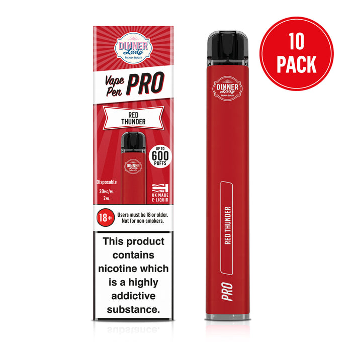 Ten Pack - Dinner Lady Red Thunder Disposable Vape Pen Pro